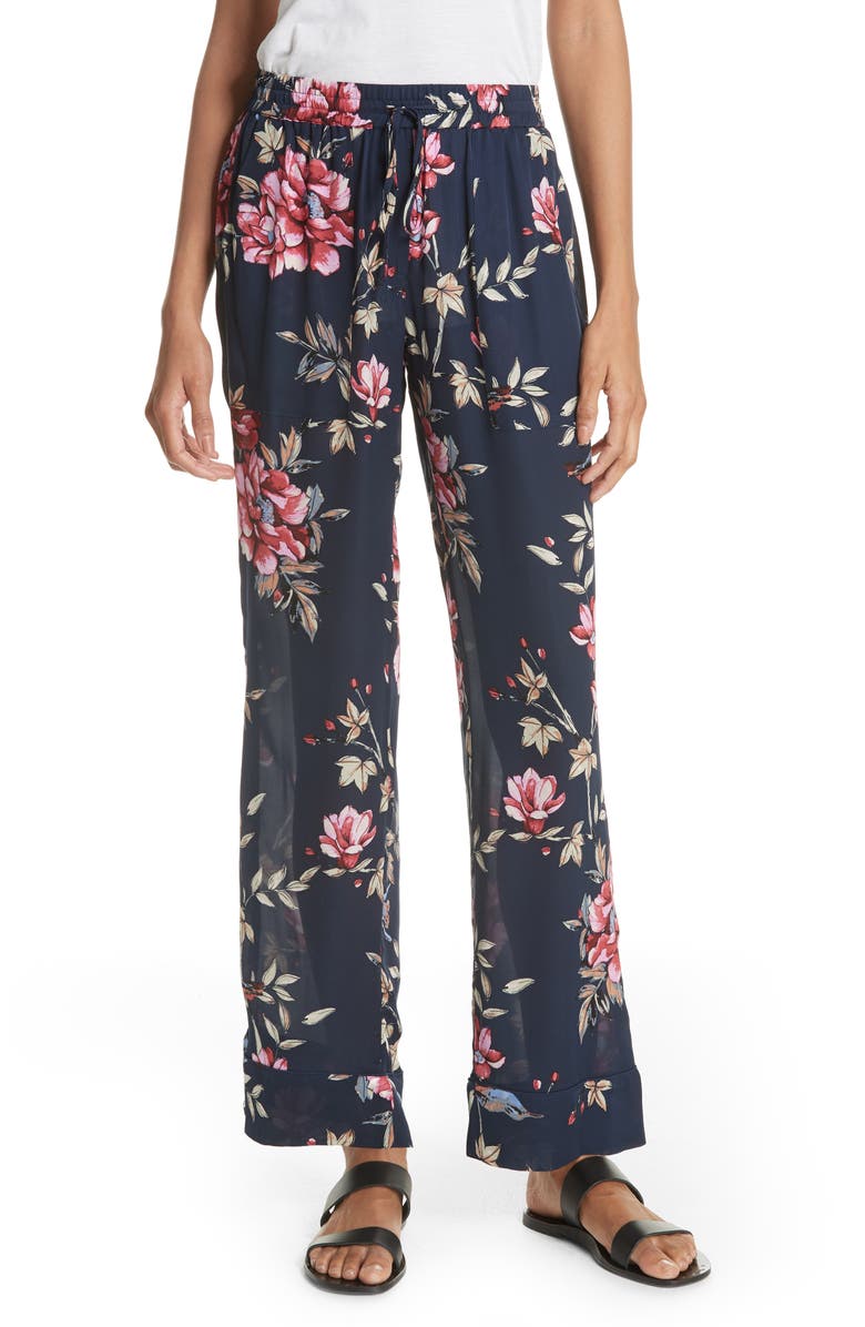 Joie Daltona Floral Silk Pants, Main, color, 