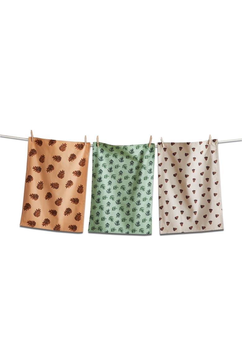 Warm Wishes Multicolor Cotton Dishtowel Set of 3, Main, color, Green