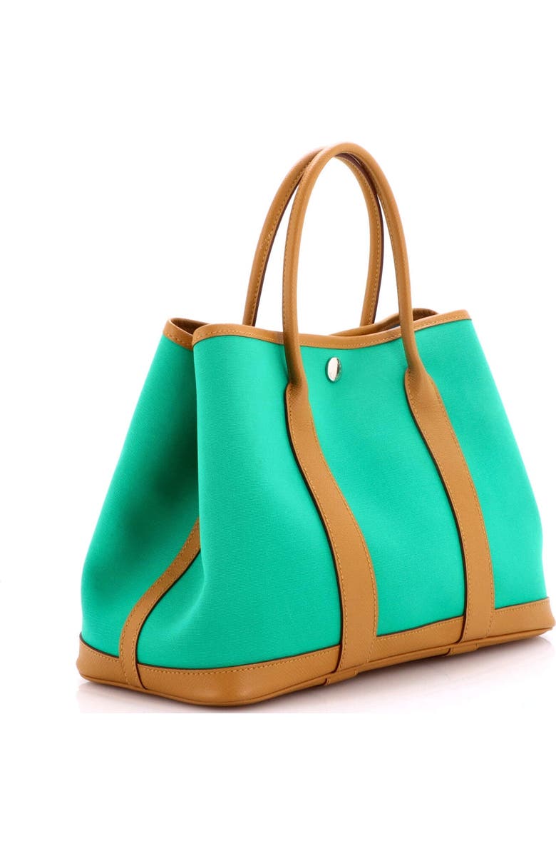 Pre-Owned Hermes Garden Party Tote Toile and Leather 30, Alternate, color, Vert Jade