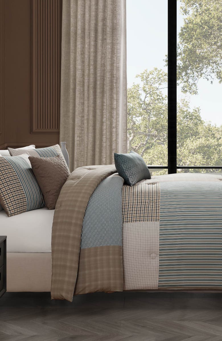 Bebejan Tranquil Patch Cotton Sateen Comforter Set, Alternate, color, Blue