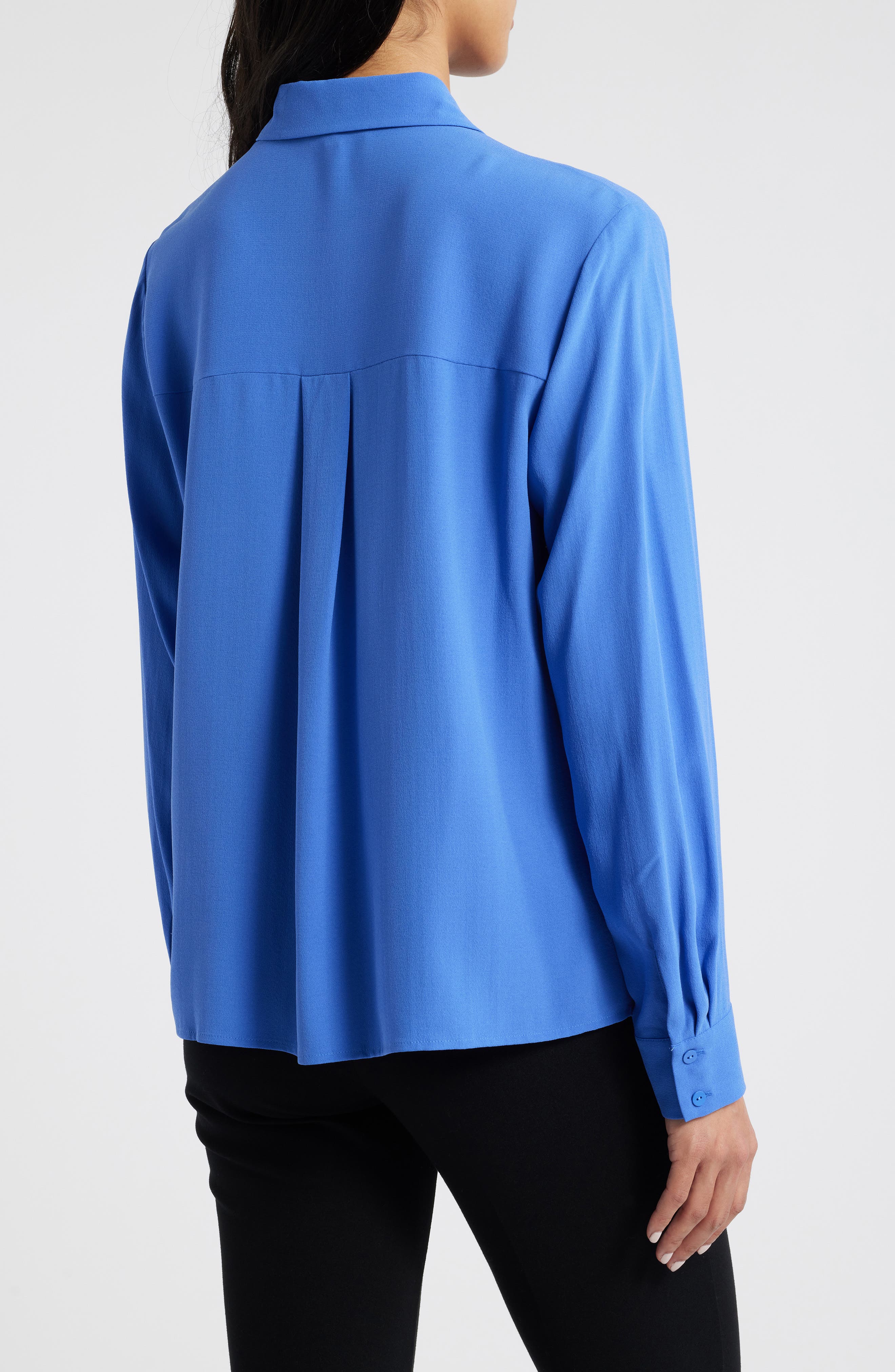 Classic Collar Easy Silk Button-Up Shirt - image 2