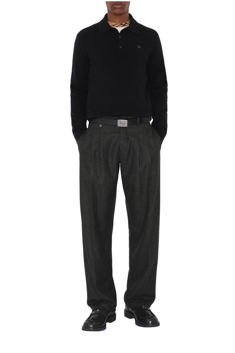 Long-sleeve Cashmere Blend Polo Shirt, Main, color, Black