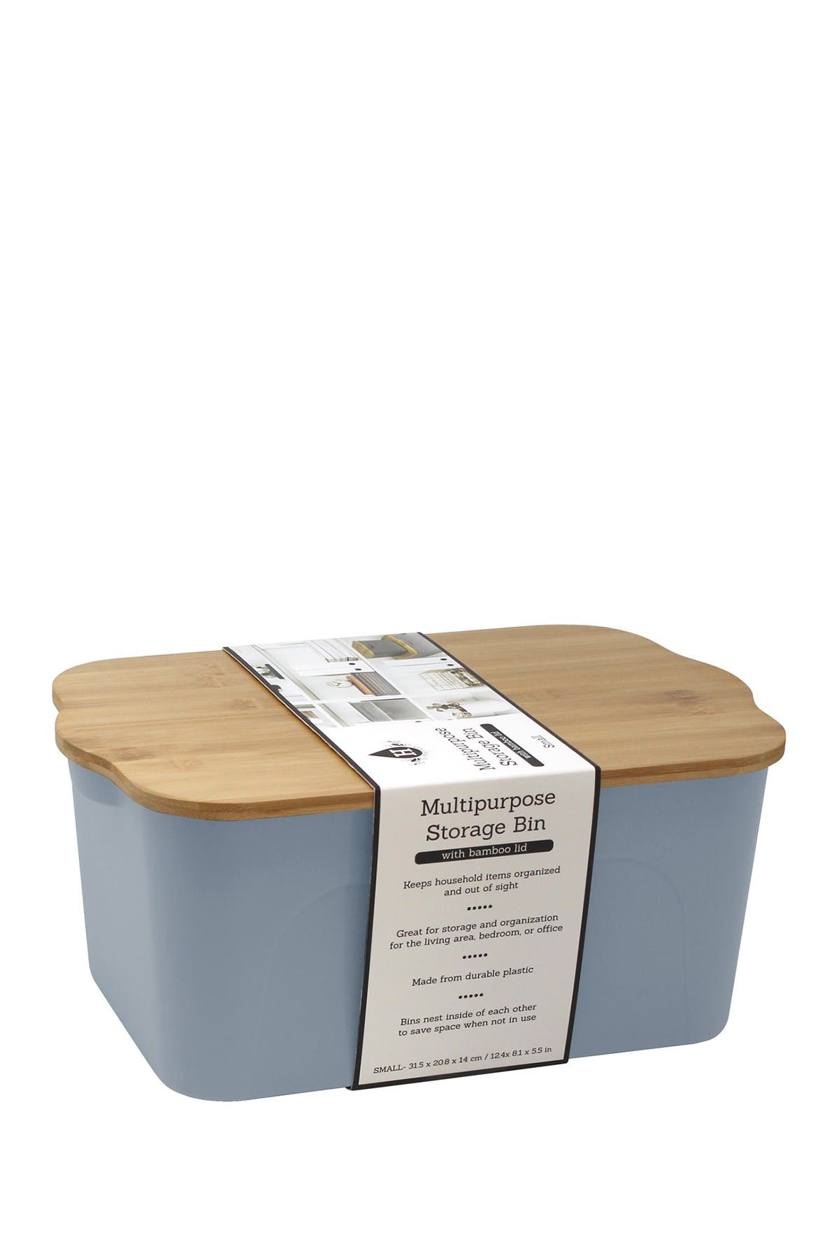 Gourmet Home Products Heritage Dusty Blue Small Bamboo Wood Storage Bin ...