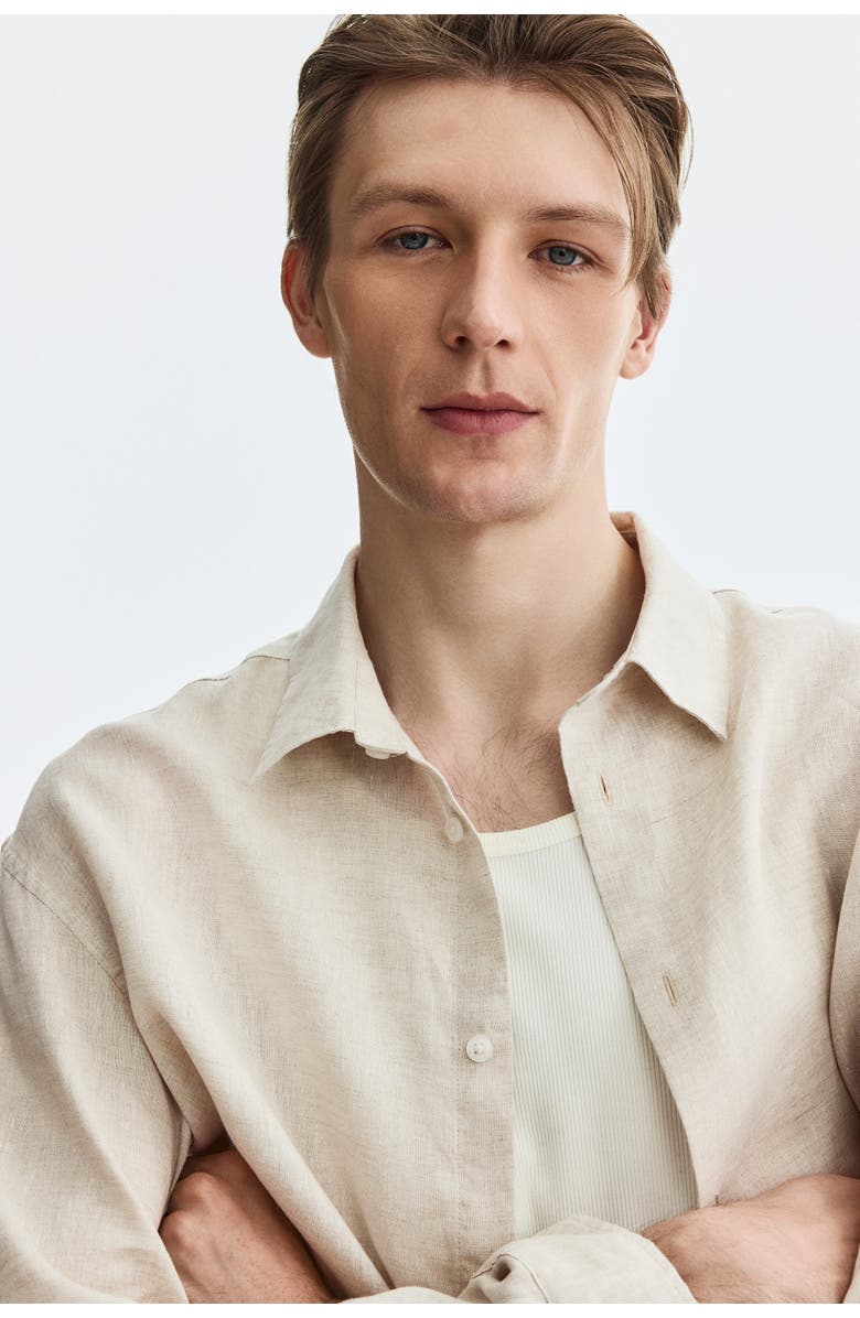 H&M Relaxed-fit linen shirt, Alternate, color, Cream