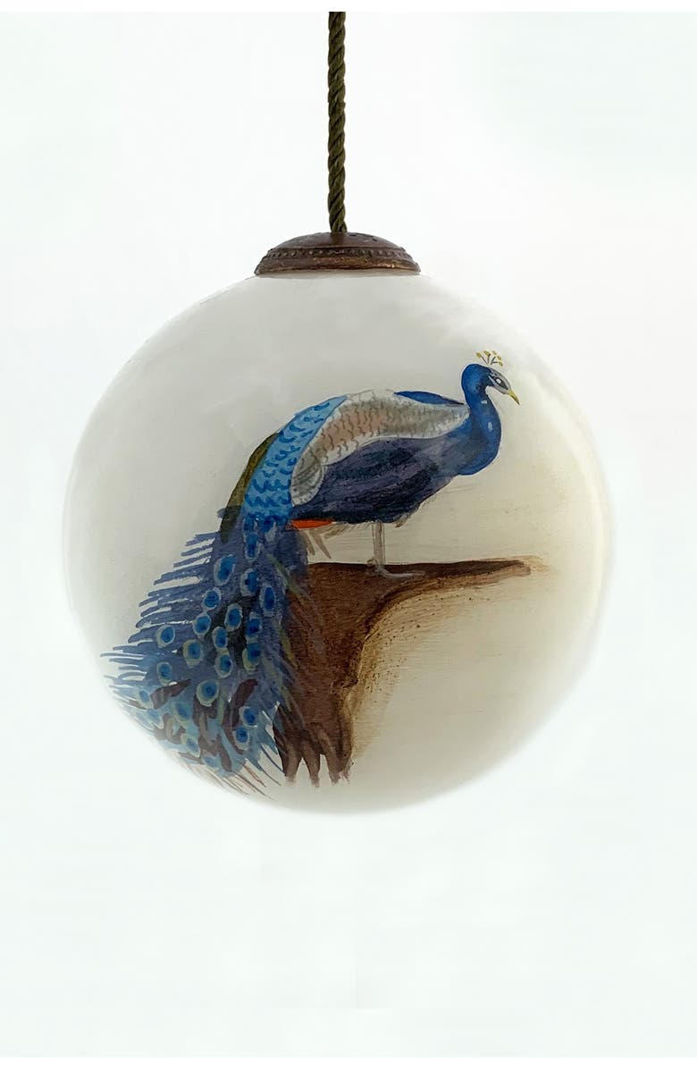 OVERSTOCK ART "Peacock" Archibald Thorburn Hand Painted Glass Ornament, Alternate, color, 