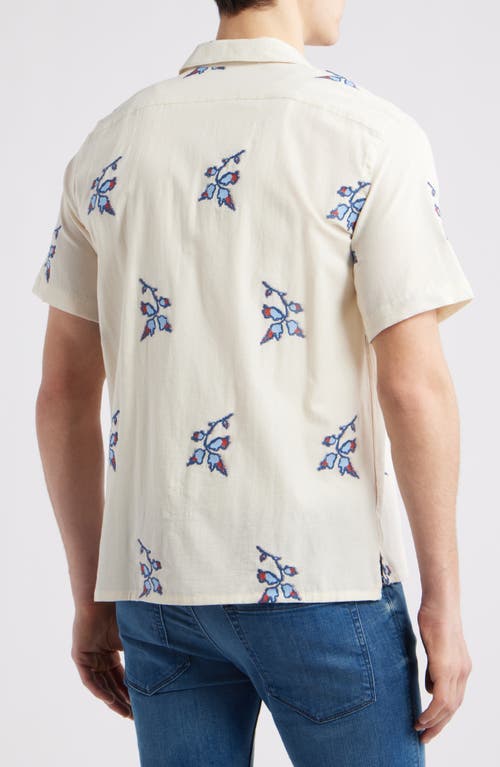 Shop Paul Smith Floral Embroidered Casual Fit Camp Shirt In Off White