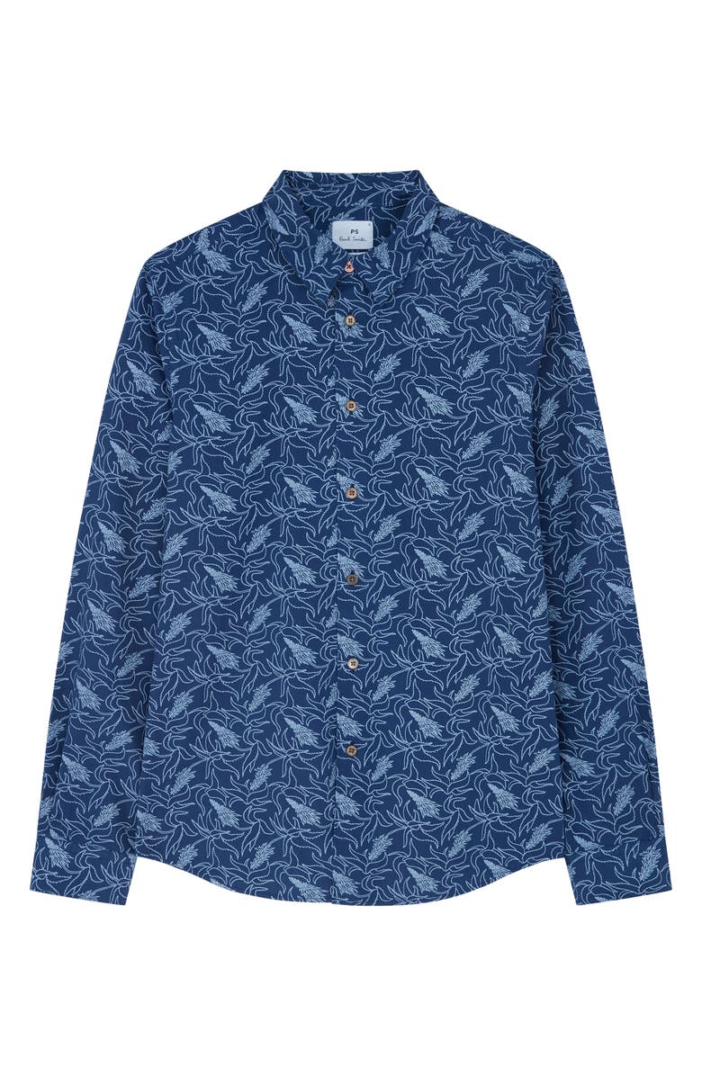 Paul Smith Tailored Fit Floral Cotton Button-Up Shirt, Main, color, 