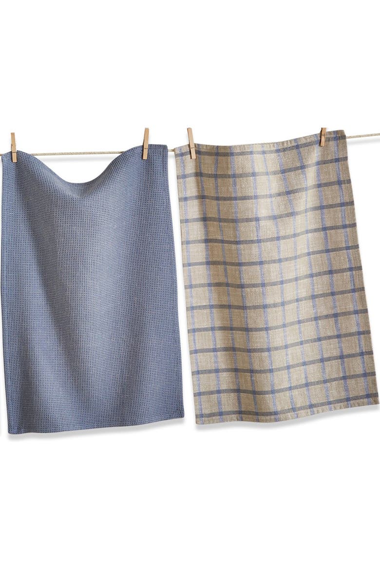 Canyon Woven Denim Blue Cotton Kitchen Dishtowels Set of 4, Alternate, color, Blue