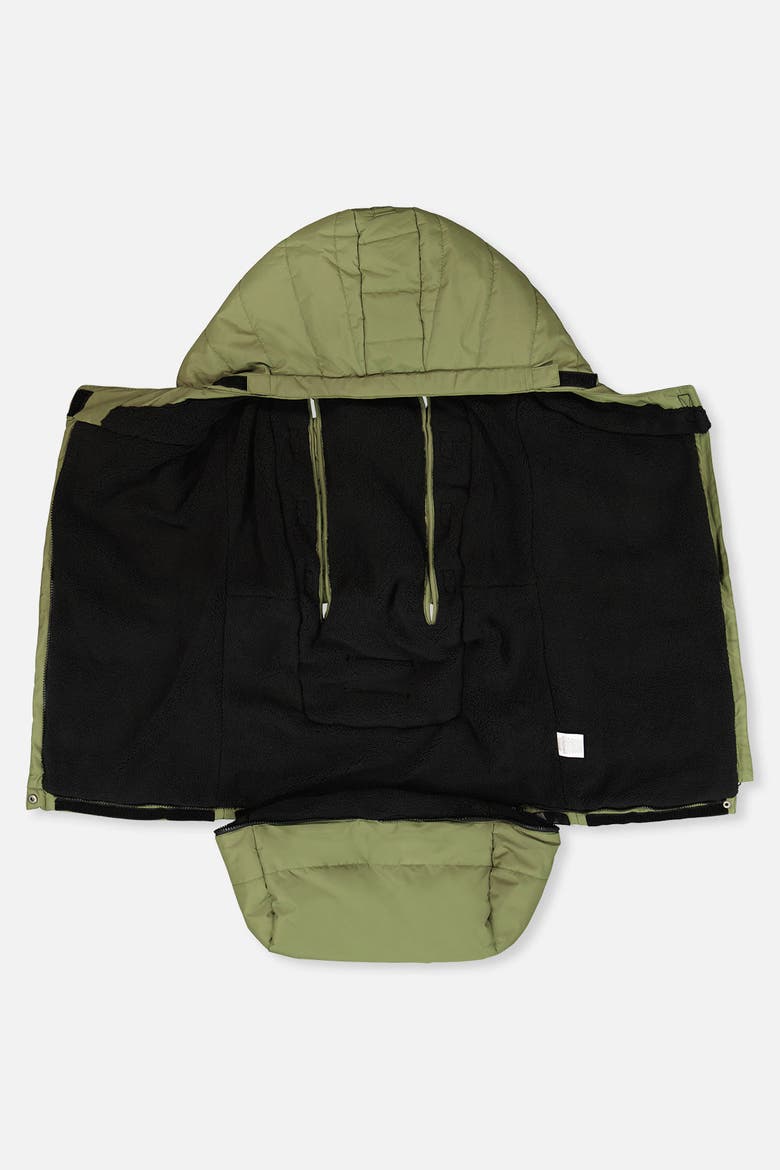 Evolutive Adjustable Hood Footmuff for Car Seats and Strollers, Alternate, color, Olive Green