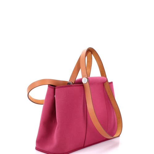 Pre-owned Hermes  Hermes Cabag Elan Toile And Leather 39 In Pink