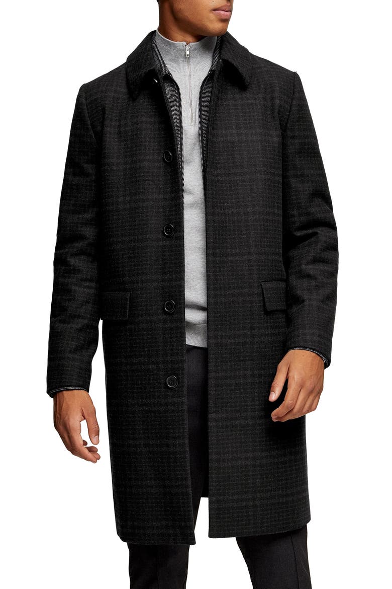 Classic Fit Check Wool Coat, Main, color, BLACK MULTI