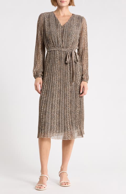 Animal Print Long Sleeve Dress