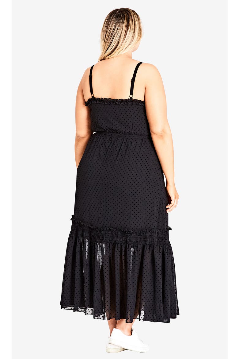 Flocked Spot Maxi Dress, Alternate, color, BLACK SPOT