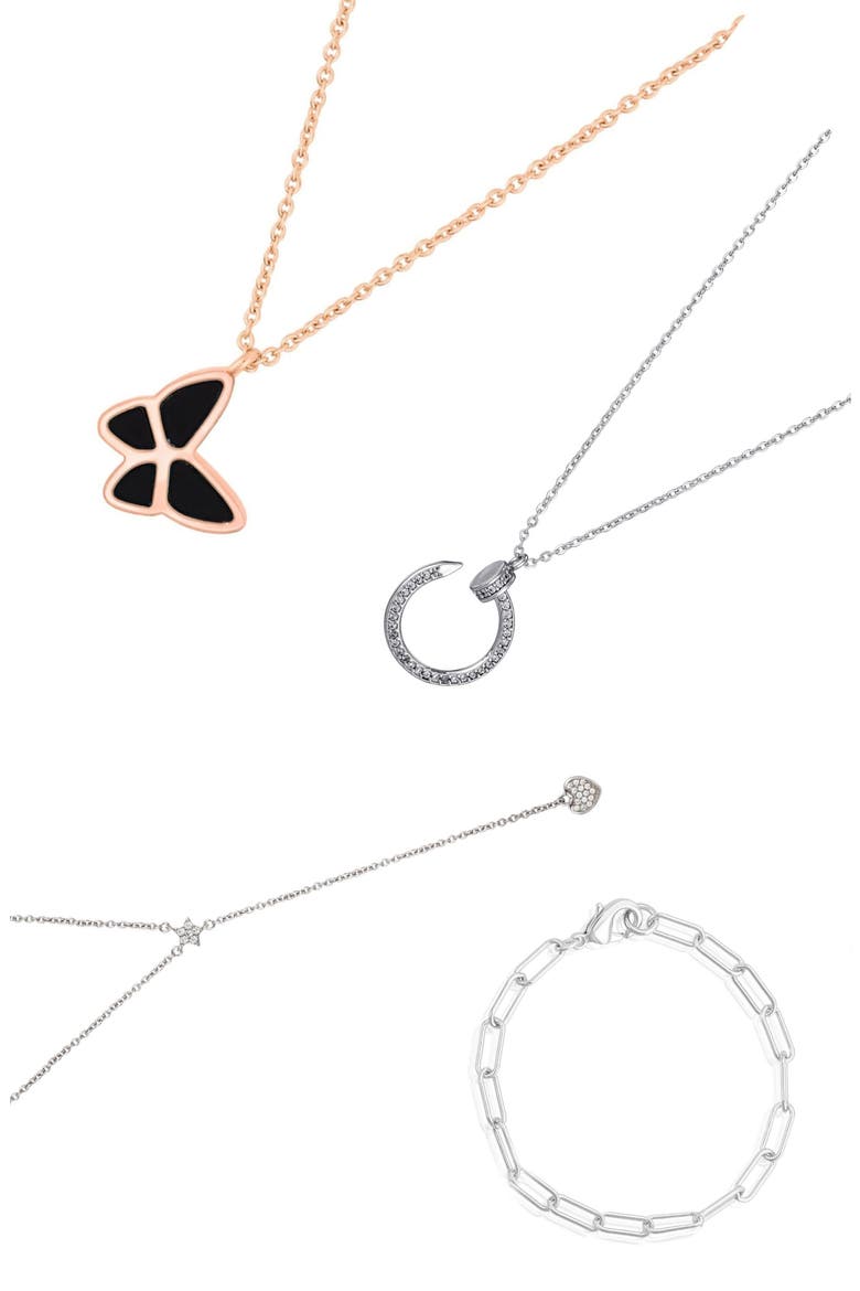4-Piece Necklace & Bracelet Set, Main, color, GOLD/ SILVER