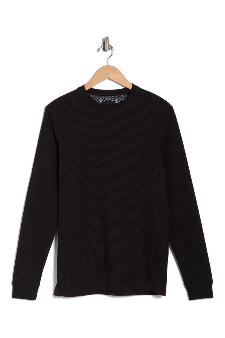 Crew Neck Cotton Blend Sweatshirt, Alternate, color, BLACK