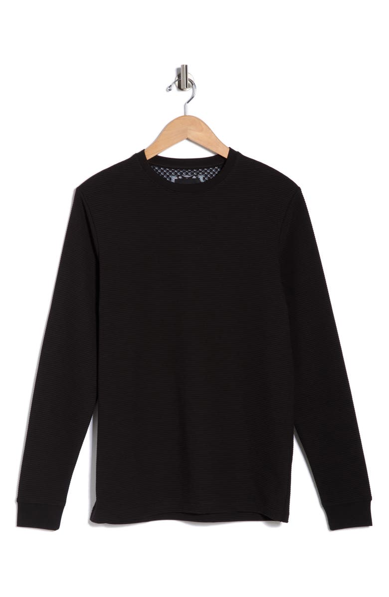 DENIM AND FLOWER Crew Neck Cotton Blend Sweatshirt, Alternate, color, Black