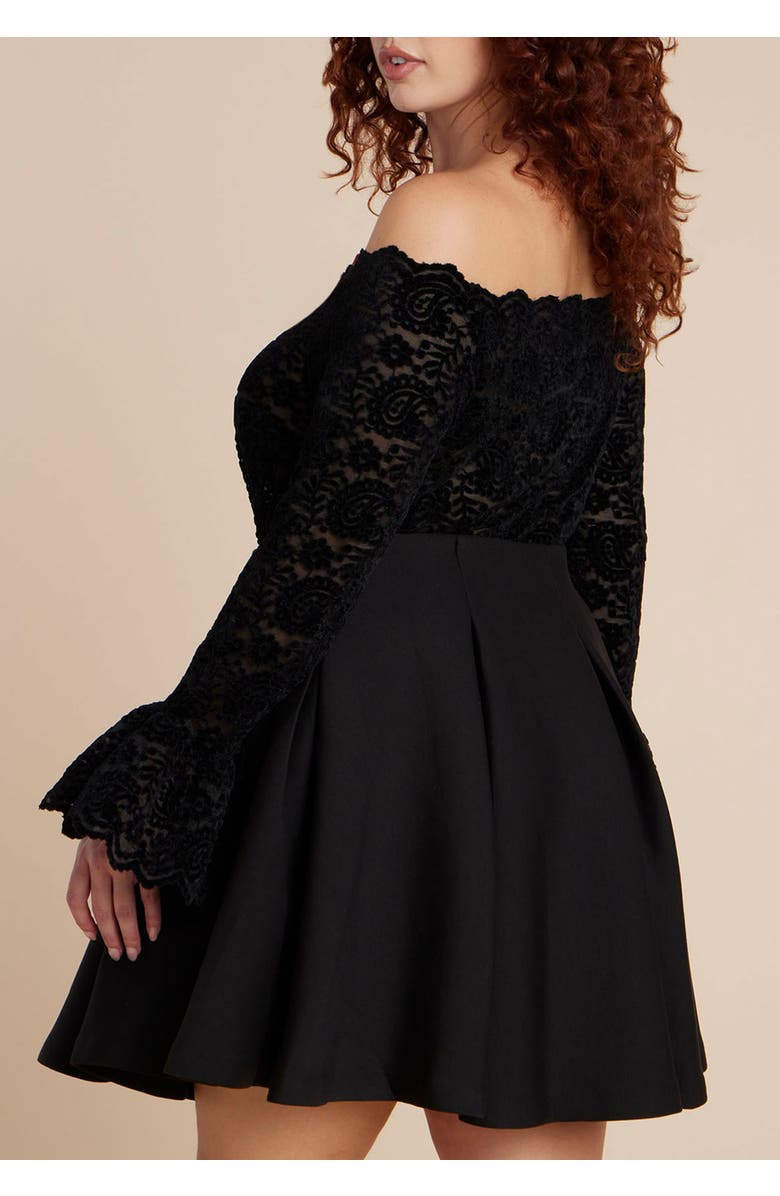 ELOQUII Off The Shoulder Lace Top, Alternate, color, Black Onyx