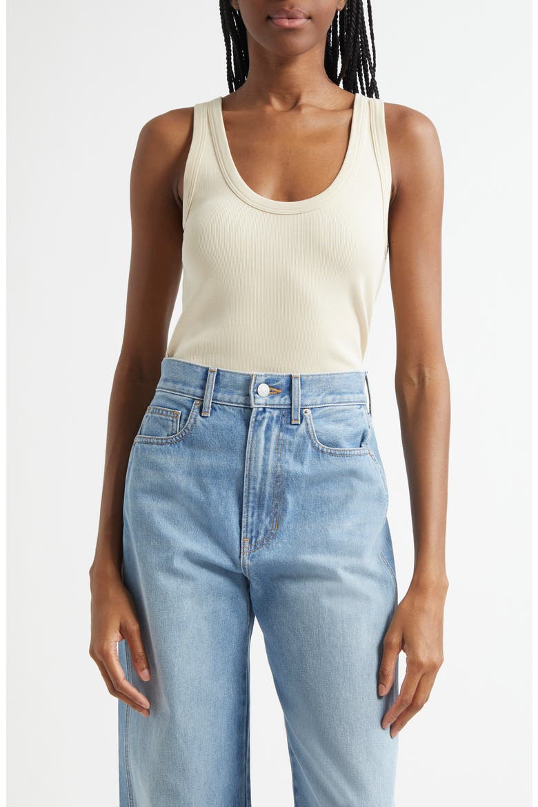 Birke Stretch Cotton Tank, Main, color, LIMESTONE