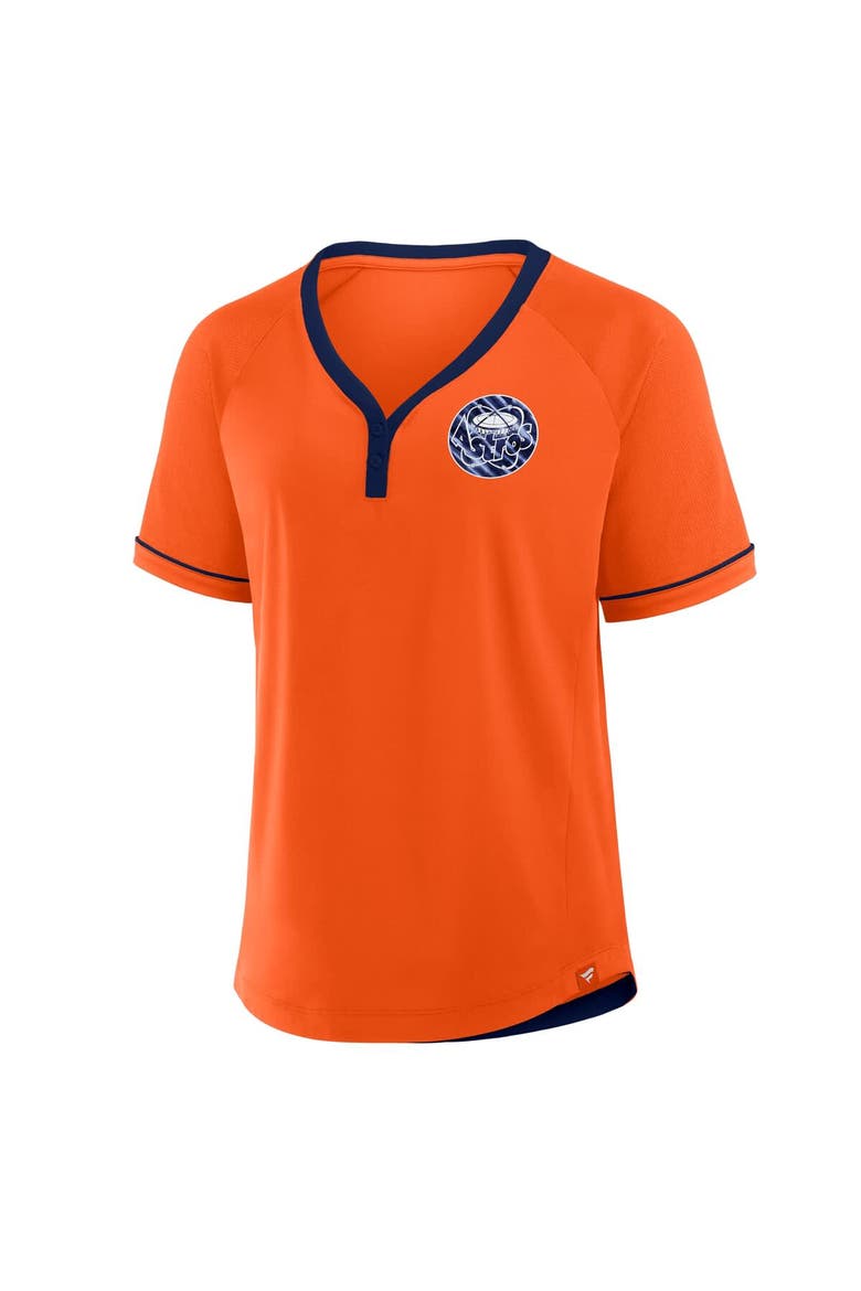 Women's Fanatics Orange Houston Astros Cooperstown Collection League Diva Raglan V-Neck T-Shirt, Alternate, color, Orange