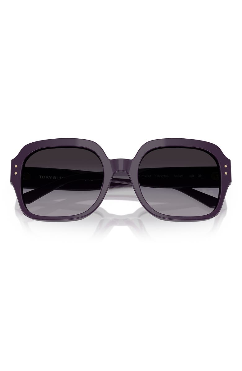 Tory Burch 56mm Round Sunglasses, Alternate, color, Eggplant