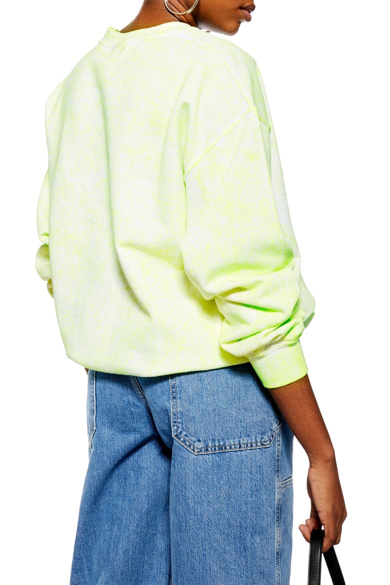 Fluorescent Washed Sweatshirt, Alternate, color, YELLOW