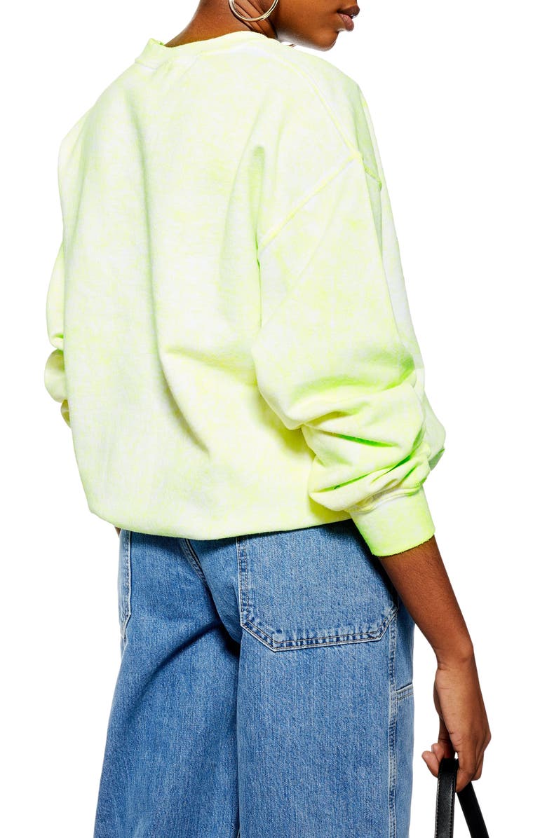 Topshop Fluorescent Washed Sweatshirt, Alternate, color,