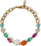 Nadri Frieda Cubic Zirconia & Freshwater Pearl Chain Bracelet