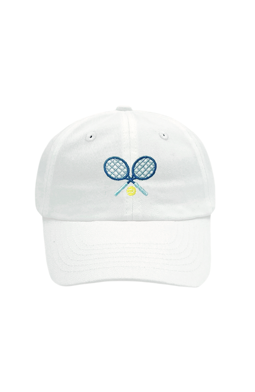 Bits & Bows Tennis Rackets Twill Baseball Hat in White 