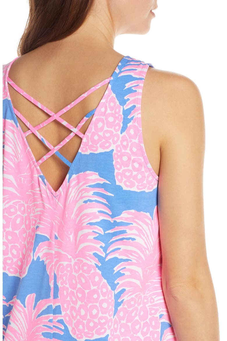 Kristen Pineapple Print Swing Dress, Alternate, color, BLUE HAVEN LITTLE FLAMENCO