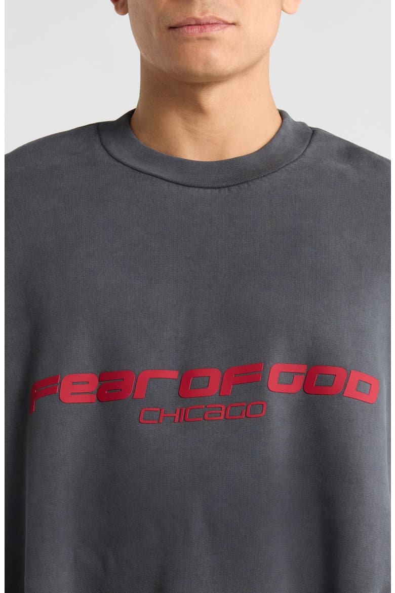 Logo Graphic Relaxed Fit Crop Sweatshirt, Alternate, color, IRON GREY