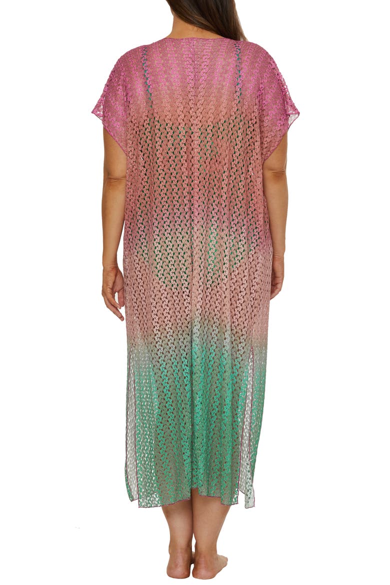 Sunset Metallic Ombré Cover-Up Robe, Alternate, color, AZALEA/ EMERALD