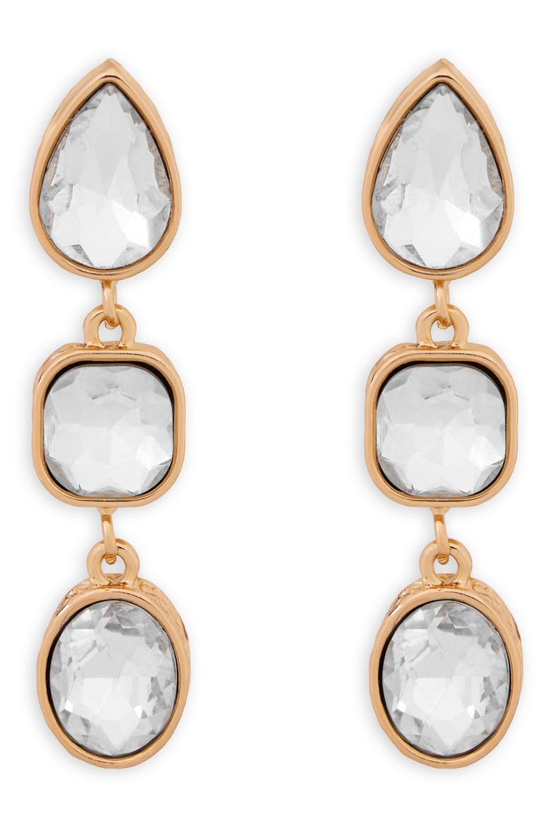 Crystal Cascade Drop Earrings, Main, color, GOLD
