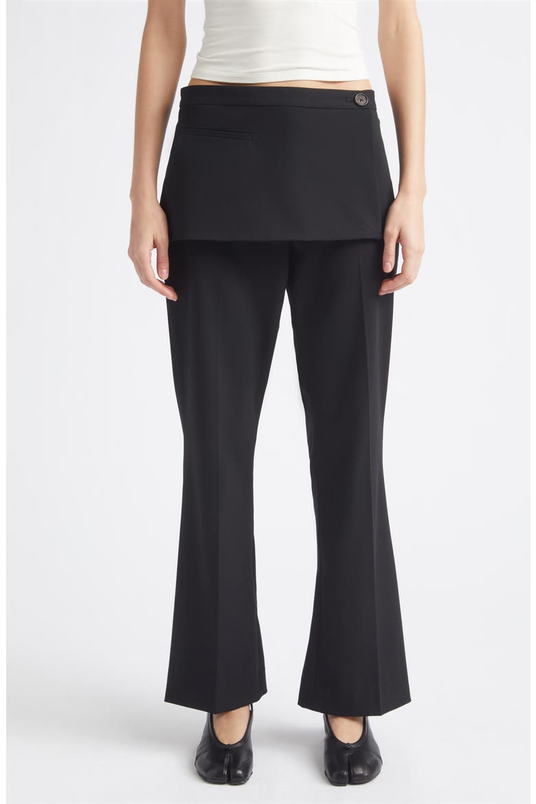 Mulberry Apron Overlay Crop Bootcut Pants, Main, color, BLACK