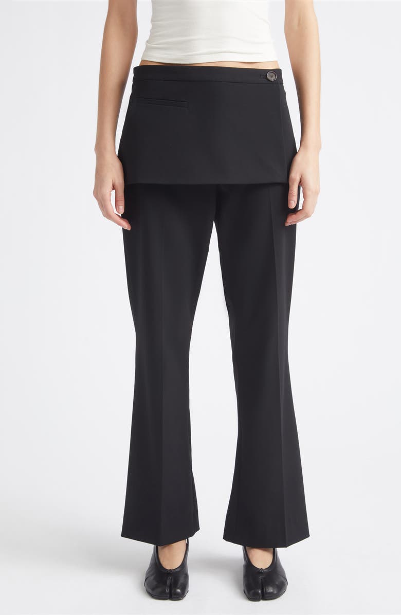 Sandy Liang Mulberry Apron Overlay Crop Bootcut Pants, Main, color, Black