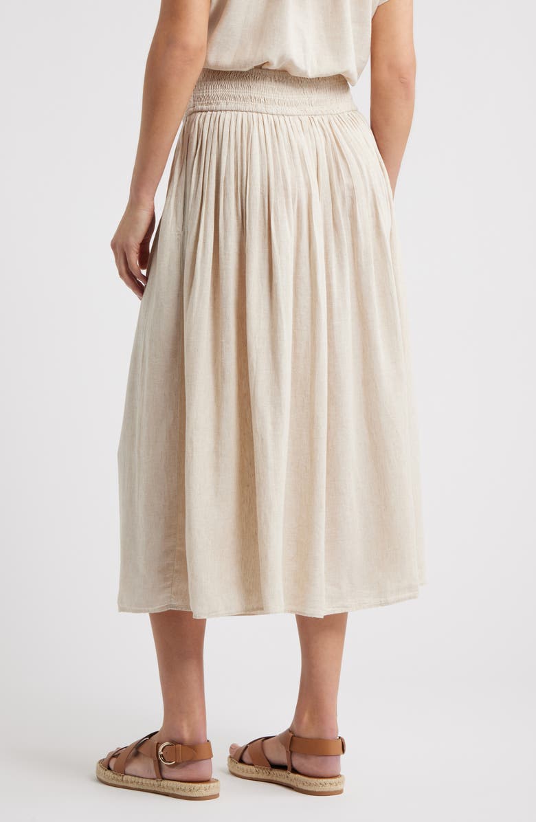 Caslon<sup>®</sup> Pull-On Linen Blend Midi Skirt, Alternate, color, Flax