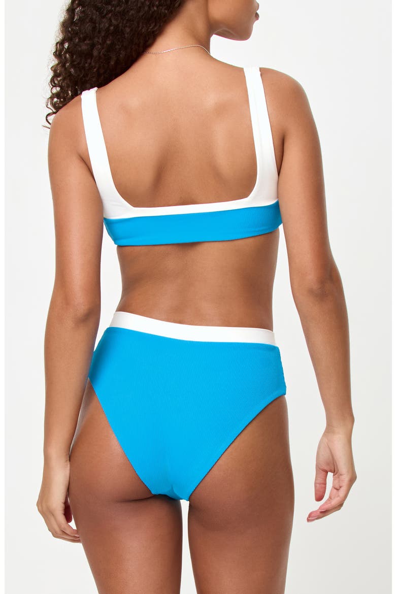 Misha High Waist Bikini Bottoms, Alternate, color, ELECTRIC BLUE/ CREAM