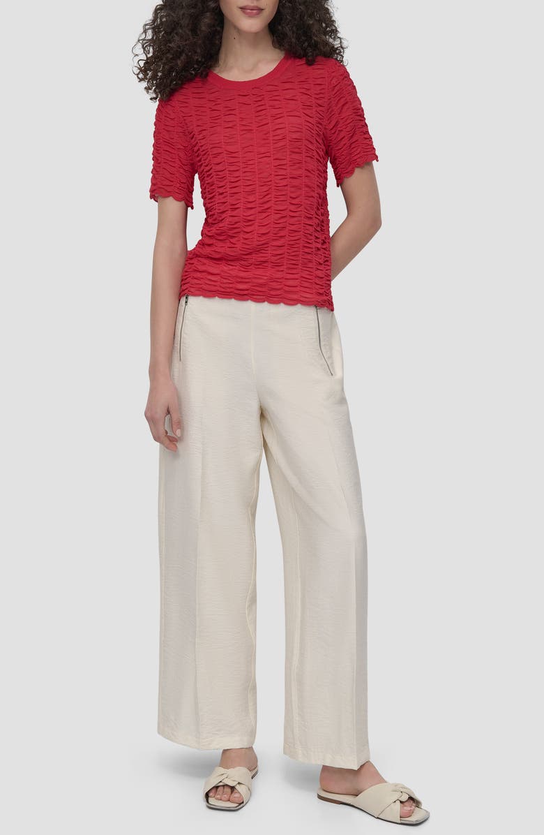 DKNY Superfine Textured Short Sleeve Sweater, Alternate, color, Summer Cherry