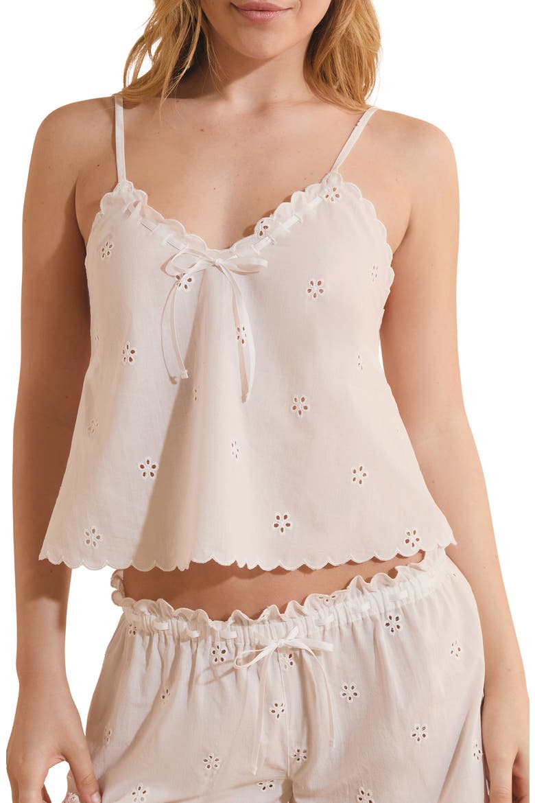 Petal Scalloped Eyelet Cotton Caraco, Main, color, ECRU