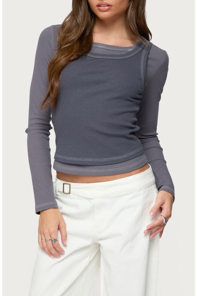 Zane Contrast Layer T-Shirt, Main, color, GRAY