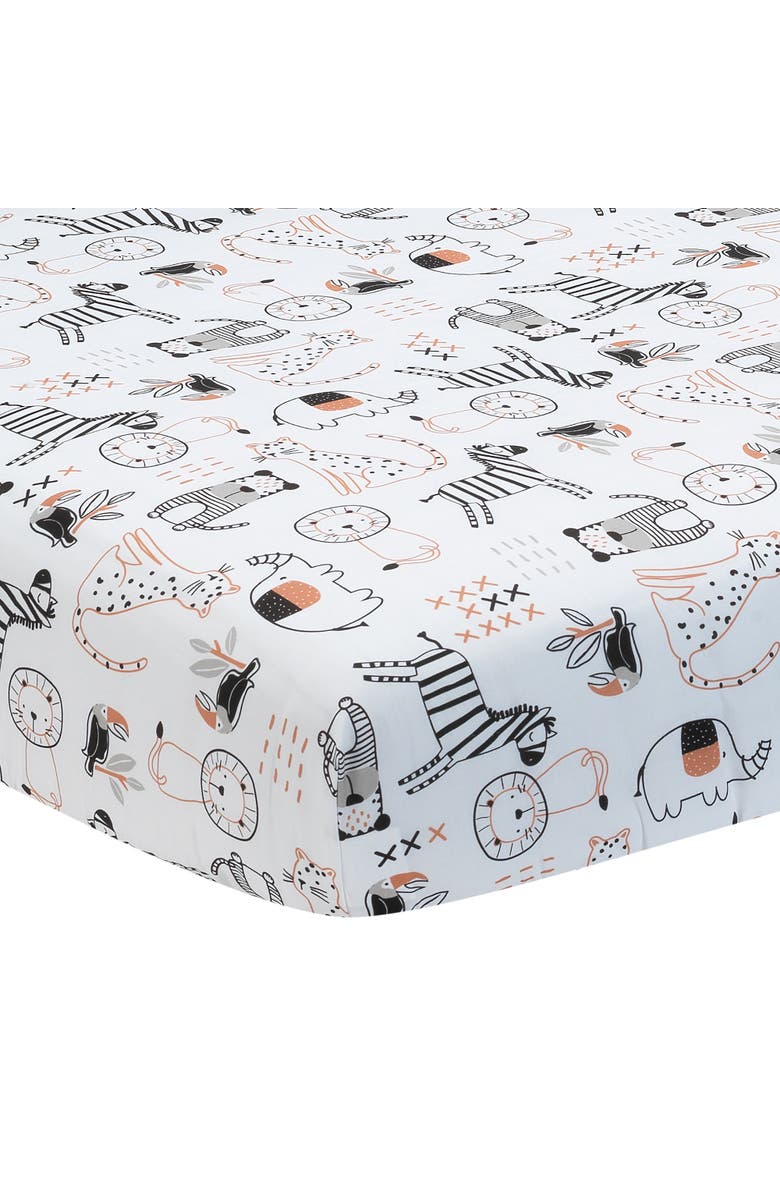 Lambs & Ivy Patchwork Jungle Animals 4-Piece Nursery Baby Crib Bedding Set, Alternate, color, Brown Multicolor