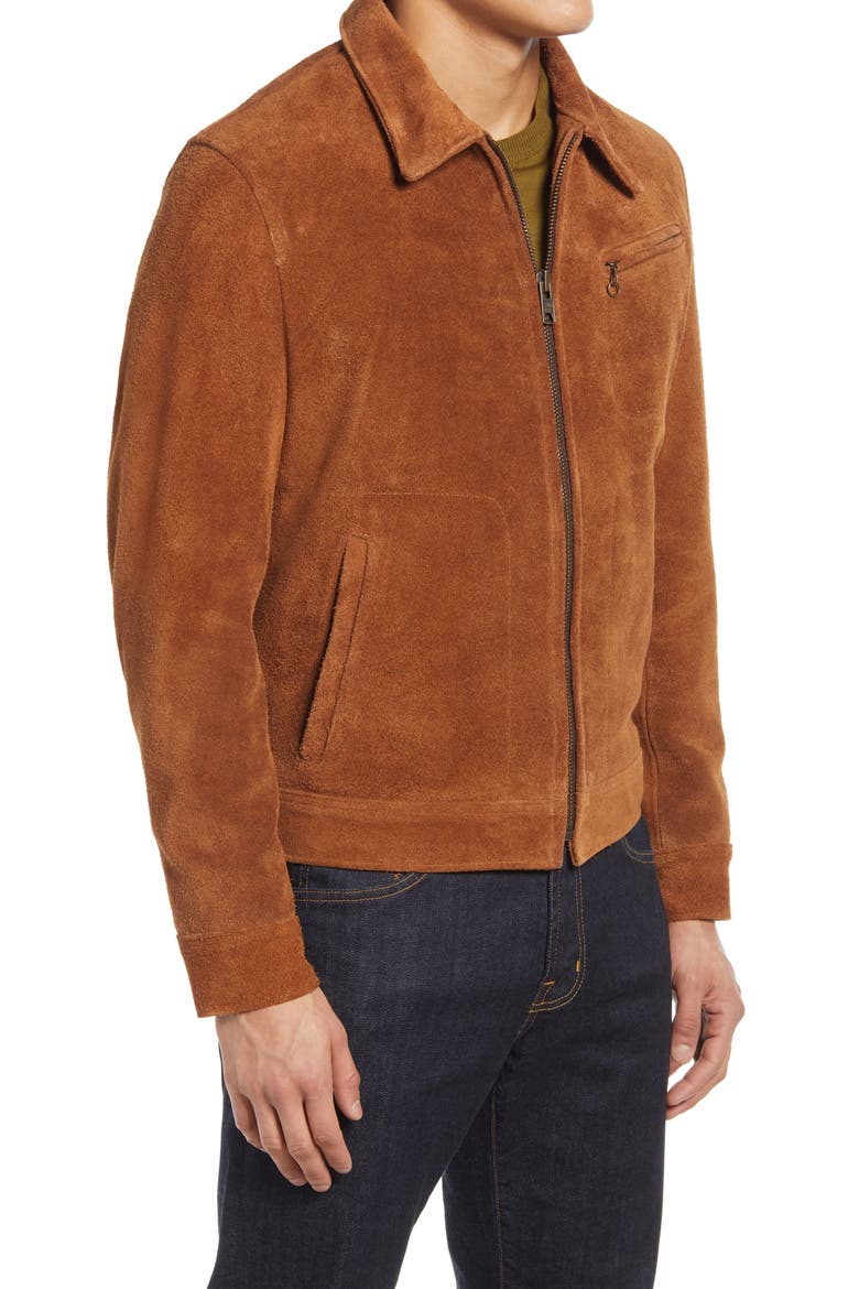 Men's Rough Out Suede Jacket, Alternate, color, SADDLE