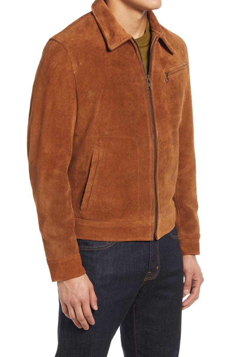 Schott NYC Men's Rough Out Suede Jacket, Alternate, color, Saddle