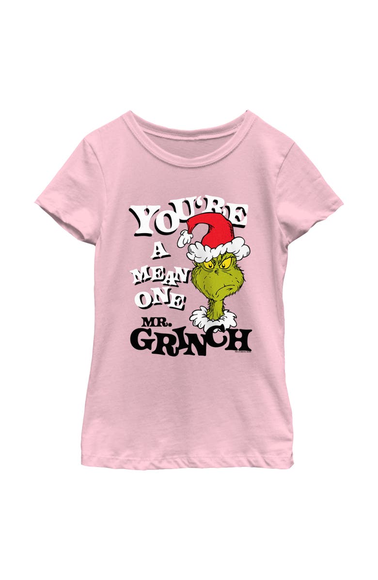 The Grinch Girl's The Grinch Christmas Grinch You're a Mean One Portrait  Graphic T-Shirt, Main, color, Light Pink