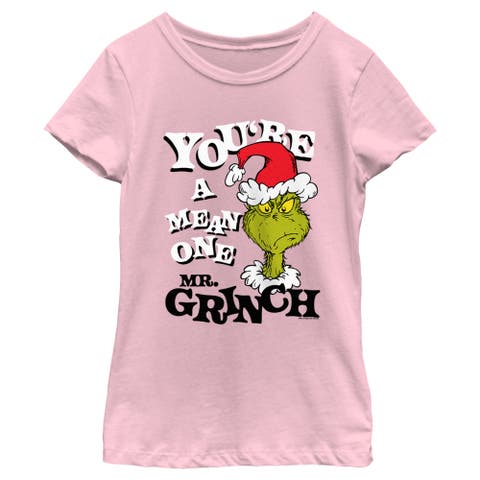 Girl's The Grinch Christmas Grinch You're a Mean One Portrait  Graphic T-Shirt