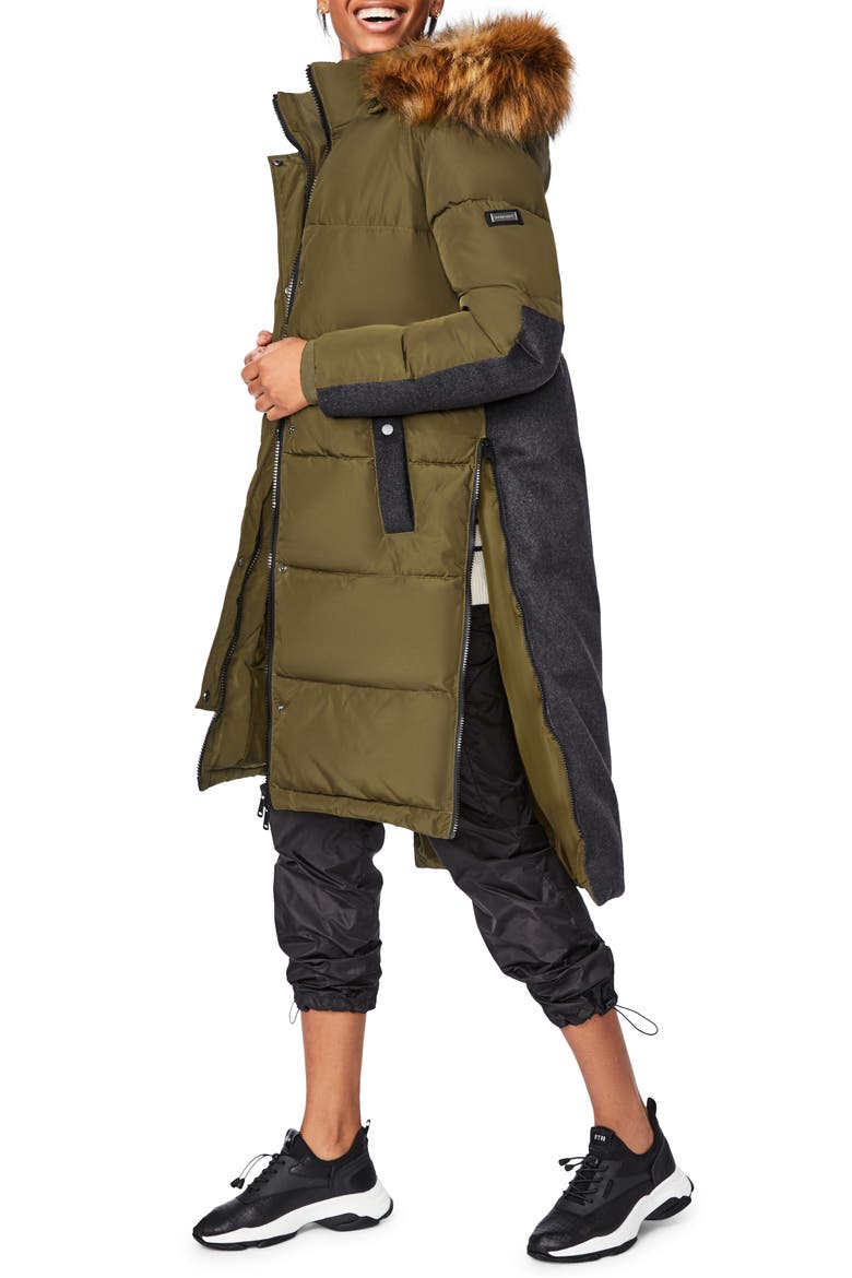 Long Parka with Faux Fur Hood Trim, Alternate, color, OLIVIA