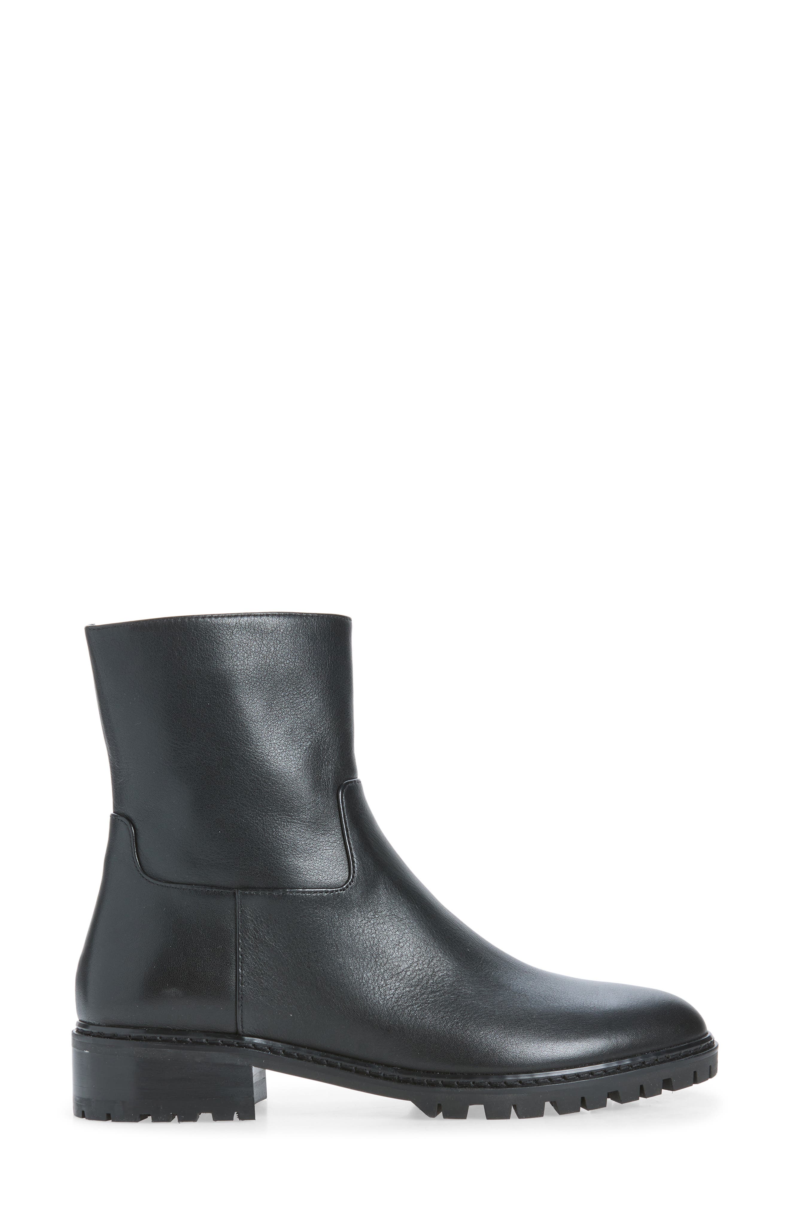 City Zip Leather Bootie, Alternate, color, BLACK