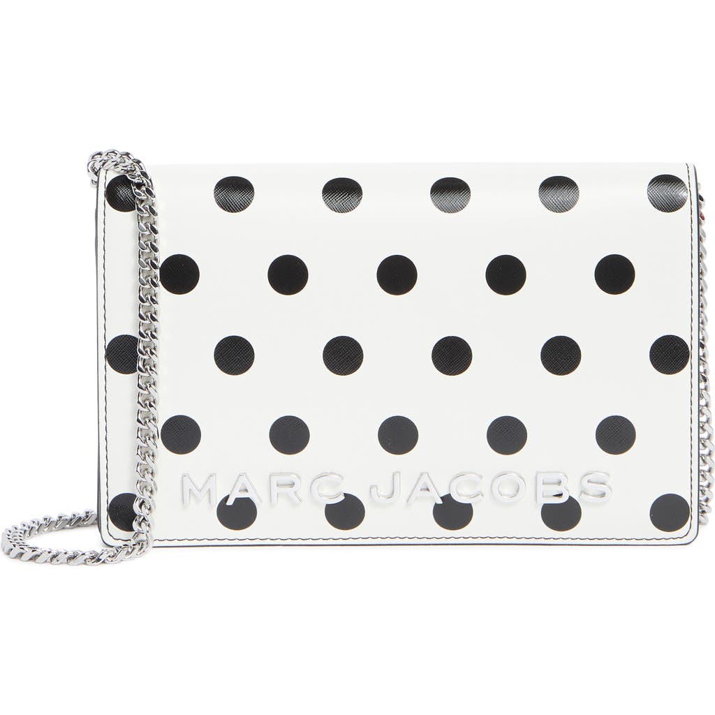 Marc Jacobs Party On A Chain Spots Flap Bag In White/black