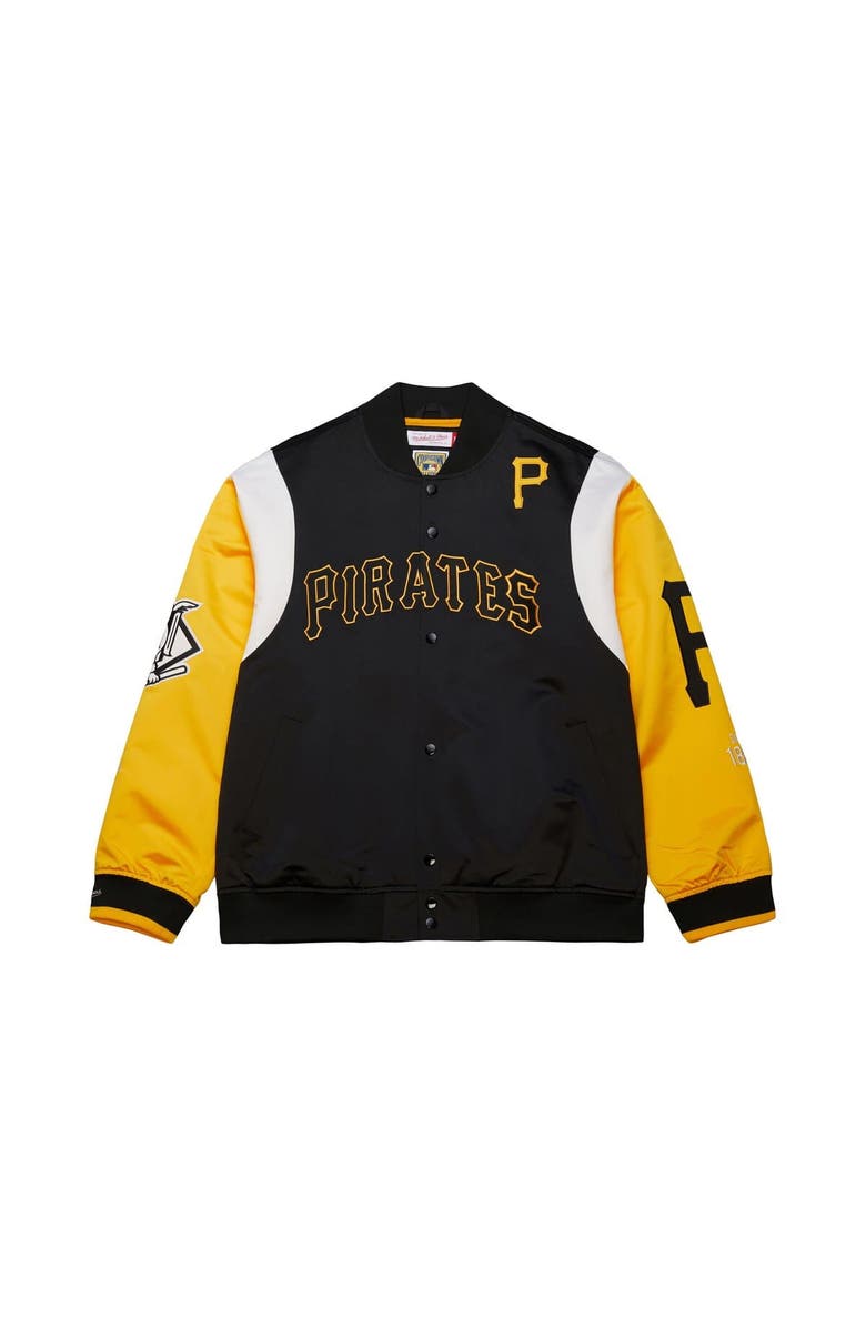 Mitchell & Ness Men's Mitchell & Ness Black/Gold Pittsburgh Pirates Cooperstown Collection Team Origins Satin Full-Snap Jacket, Alternate, color, Black
