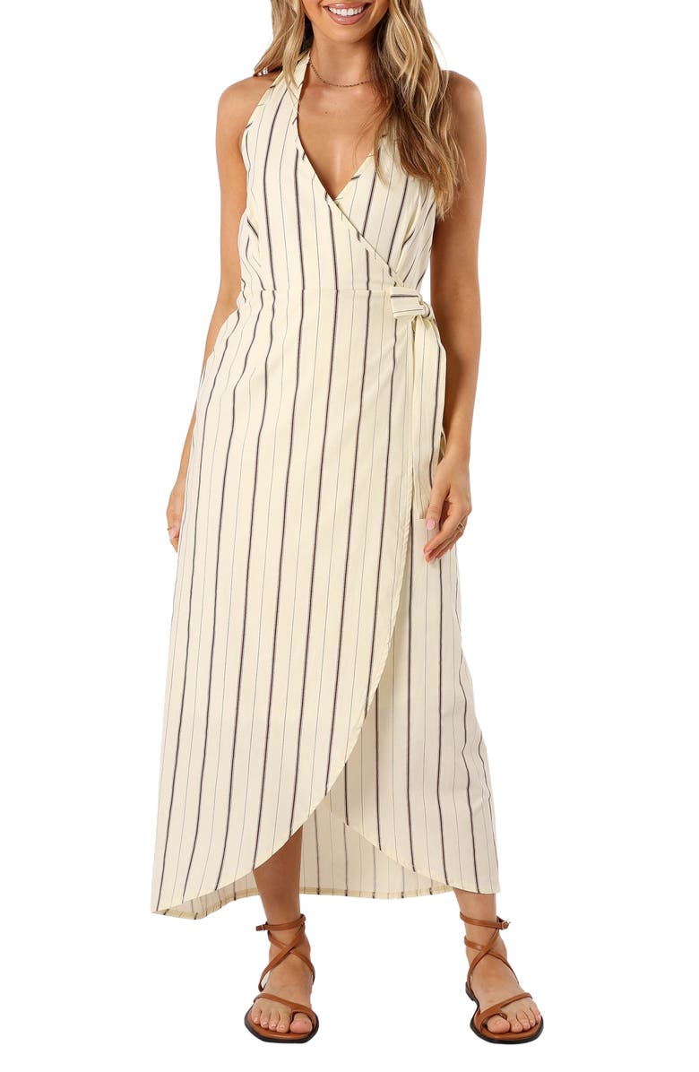 Petal & Pup Abigail Halter Wrap Midi Dress, Main, color, 
