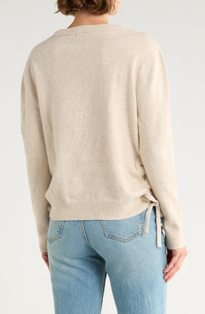 French Connection Side Drawstring Tie Sweater, Alternate, color, Light Oatmeal Mel